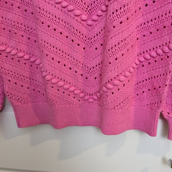 LOFT Petites Women's Bobble Pointelle Sweater, Size SP, Pink, 100% Cotton - Picture 6 of 12